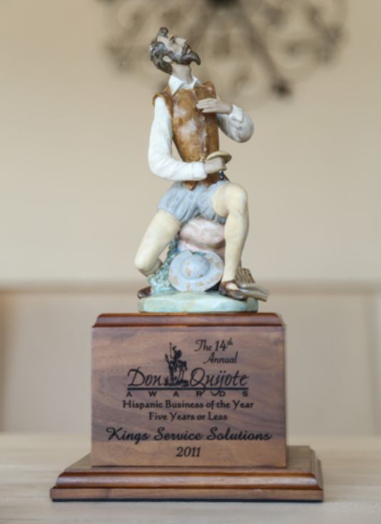 Don Quijote Award trophy for Hispanic Business of the Year, 2011